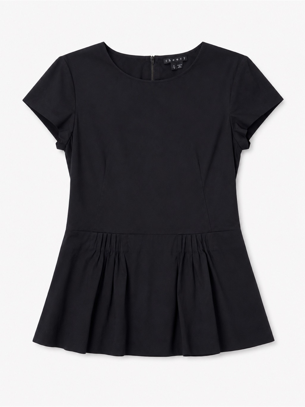Theory Black Short-Sleeve Peplum Top